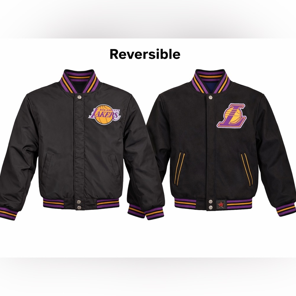 Vintage Los Angeles Lakers Reversible Varsity Jacket Youth M Black JH Design